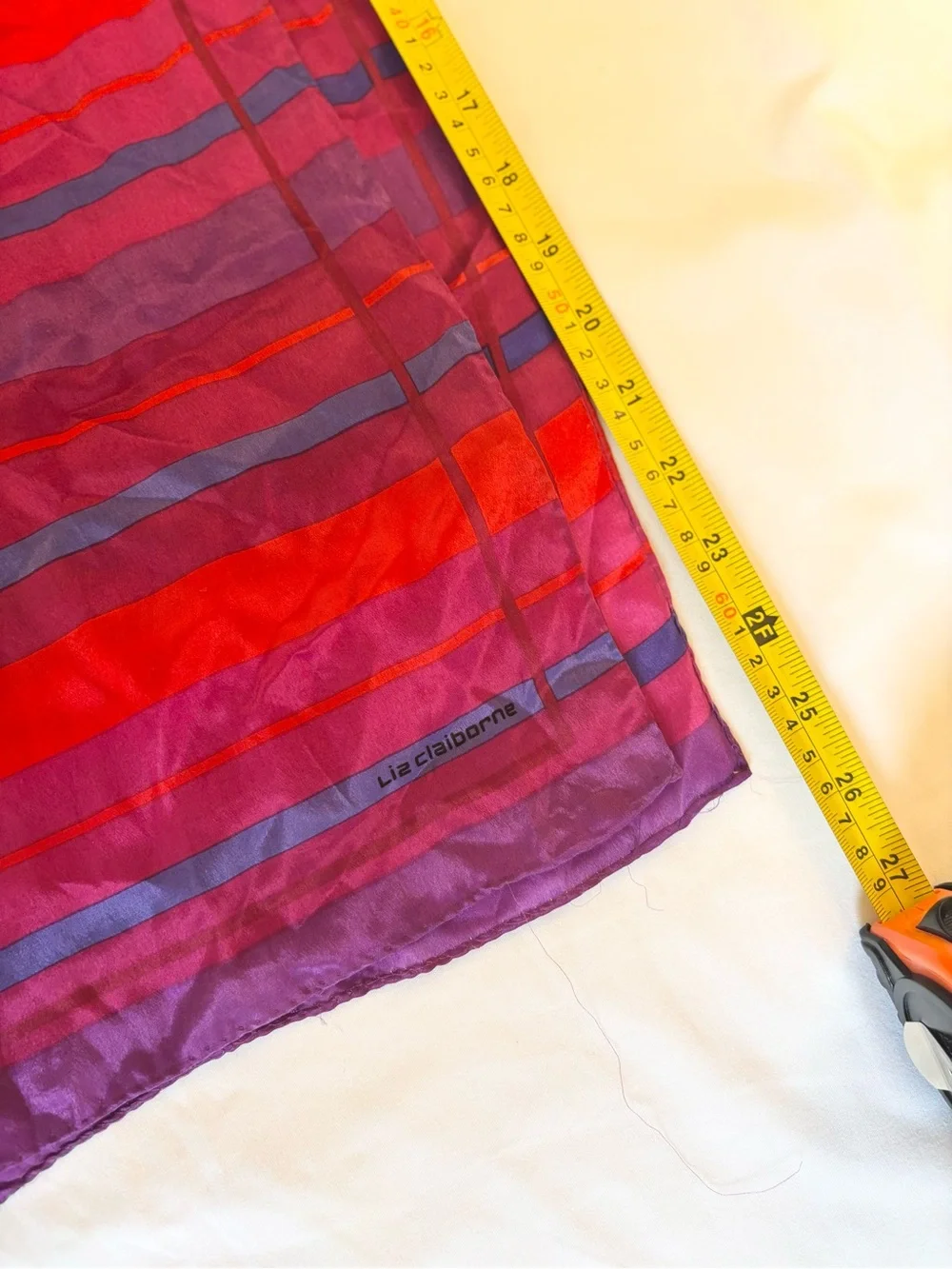 Liz Claiborne Red, Purple & Blue Striped Lightweight Scarf